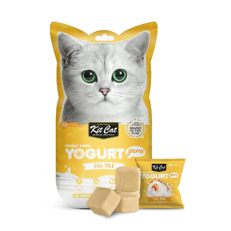    - Chicken flavor cat food  Kit Cat Freeze Dried Yogurt Yums Cat Treat - Egg Yolk (10pcs)