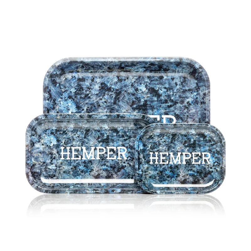 - Postoperative pet anti-licking Elizabethan collarHEMPER  - Luxe Marble Black/Blue Rolling Tray