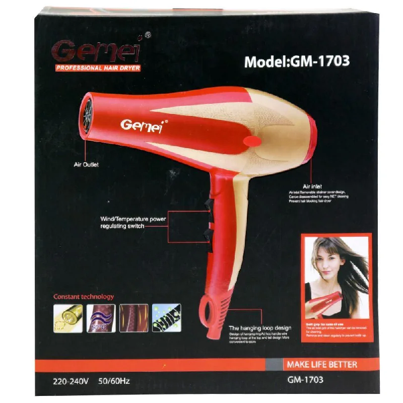 with the functions of decontamination, deodorization, and nourishment.**(NET)** Gemei Professional Hair Dryer / KC-81