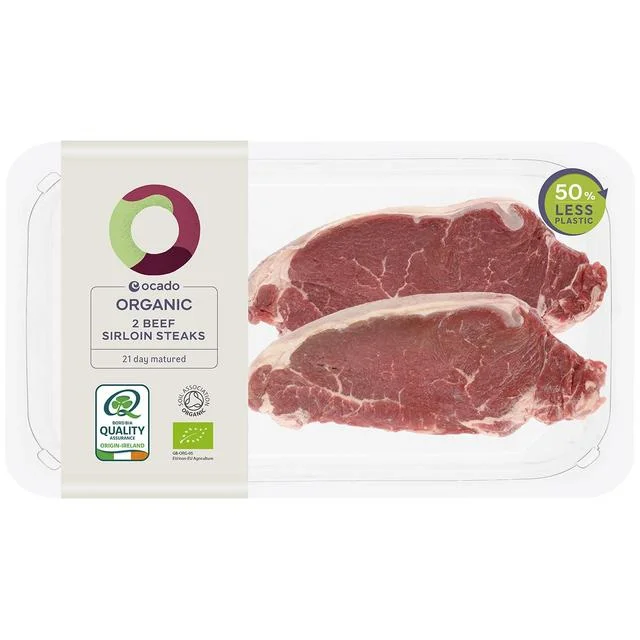 - Remote interactive pet feederOcado Organic 2 Beef Sirloin Steaks   Typically: 425g