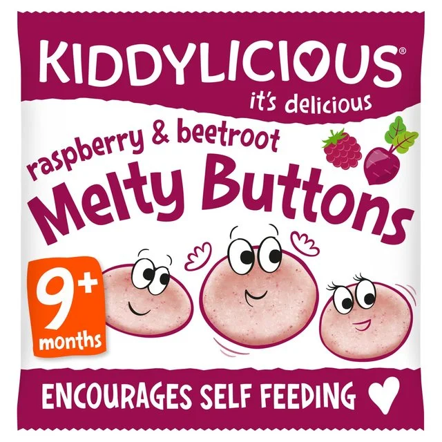 - Teething and chewing toys for puppiesKiddylicious Raspbery & Beetroot Melty Buttons Baby Snacks   6g