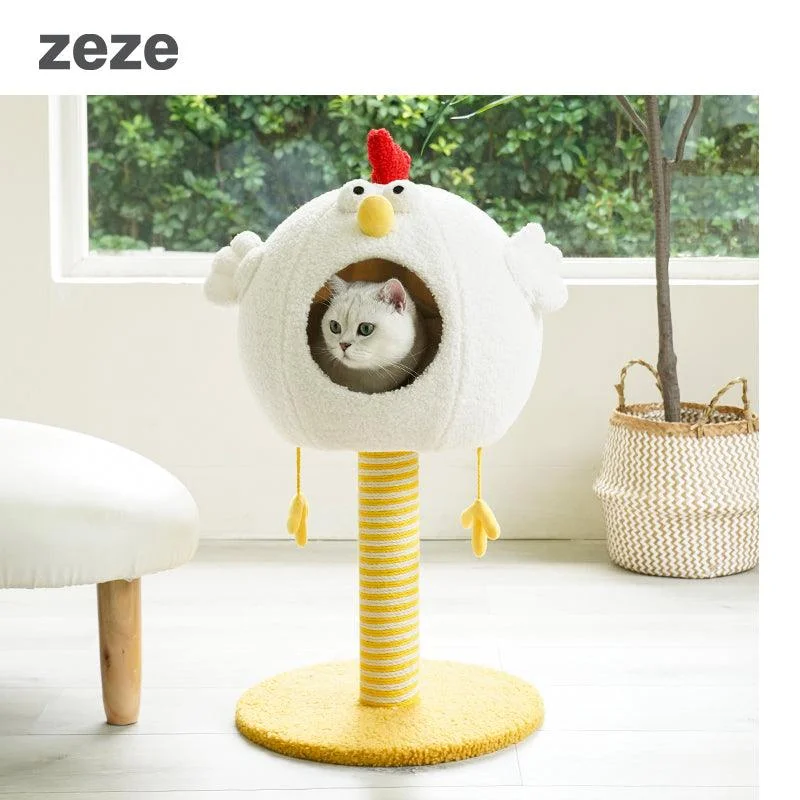  -Anti-scratch scratching board AND cat bed in oneZEZE Chicken Cat Tree Scratching Post