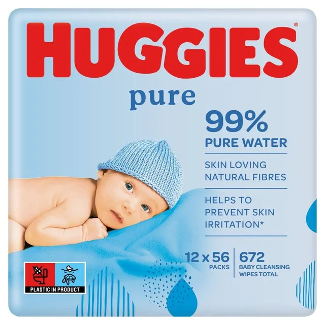 ---Huggies Pure 99% Water Baby Wipes Jumbo Pack   12 x 56 per pack