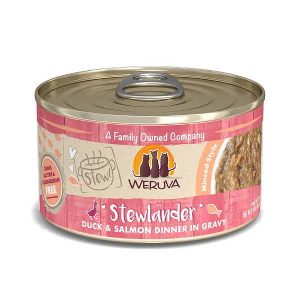    - Cat food for immune system support  Weruva Cat Stew! Stewlander Duck & Salmon Dinner in Gravy Wet Cat Food