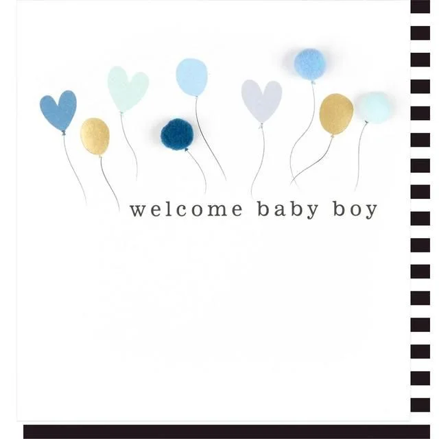 ---Balloons Welcome New Baby Boy Card