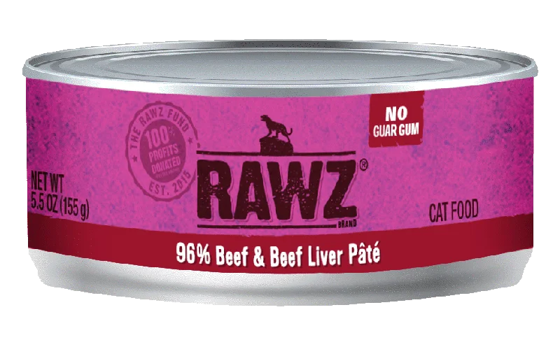    - High-fiber cat food  Rawz 96% Beef & Beef Liver Pate Cat Food