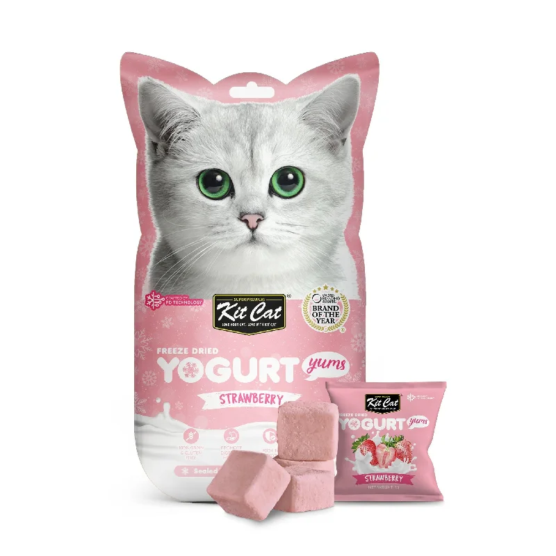    - Affordable cat food with good quality  Kit Cat Freeze Dried Yogurt Yums Cat Treat - Strawberry (10pcs)