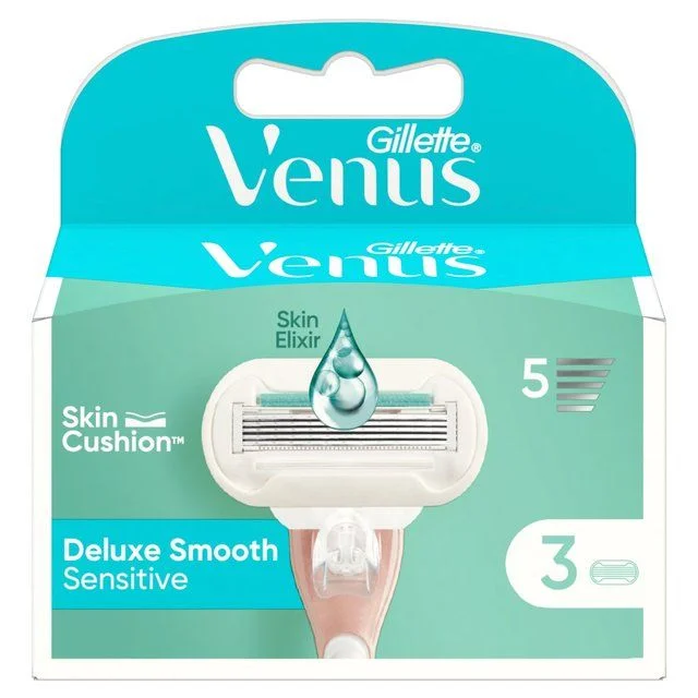 - Air box TSA certified check-inGillette Venus Deluxe Smooth Sensitive Razor Blades   3 per pack