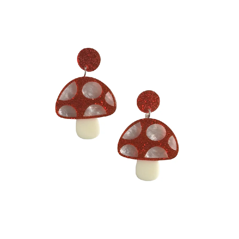 ---Pop Toadstools Earrings Red